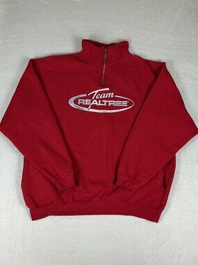Team Realtree Oarsman Men's Red Sweater Size 1X 1/4 Zipper High Neck.